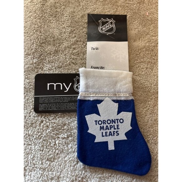 Toronto Maple Leafs NHL Mini Christmas Stocking Blue & White Fleece 6" Hockey - Picture 2 of 6